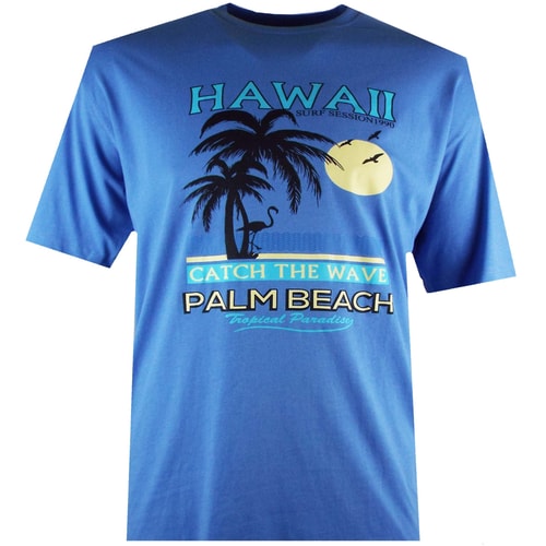 T-Shirt mit Spionage-Hawaii-Print in Mittelblau